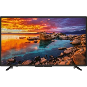 Beko B40L 5745 4B Full HD FHD TV, siyah çerçeveli ve ayaklı televizyon, renkli manzara yayını gösteriyor