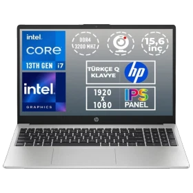 HP 250 G10 B9YT2ET gri iş ve ofis laptopu; açık klavye ve performans özellikleri ekranda gösteriliyor