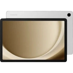 Samsung Galaxy Tab A9+ 6 GB 128 GB gümüş tablet ön yüzü ekranda açık arayüzle görünüyor