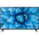 LG 43UN73006LB Ultra HD 4K LED TV ekranında mavi çiçek deseni, genel renk, vitrin görünümü