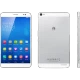 Huawei MediaPad X1 4G beyaz tablet; önden ve arkadan görünüm, çoklu uygulama menüsü ekranında gösterilir.