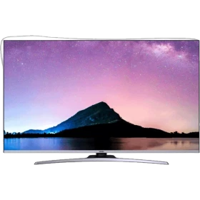 Vestel 65UD9800 Ultra HD 4K LED televizyon, ince çerçeveli siyah tasarımı ve manzara ekranıyla önden görünüm
