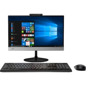 Lenovo V410Z 10QV001FTX masaüstü bilgisayar, monitör, klavye ve fareyle birlikte önden görünüm