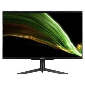 Acer Aspire C22-1600 masaüstü bilgisayar, siyah ekranı ve ayaklı tasarımıyla önden görünüm