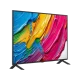 LG 55QNED80A6A Ultra HD 4K QNED TV; canlı renklerle çok renkli ekran görünümü, genel siyah tasarım