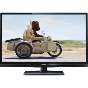 Philips 22PFH4109 Full HD LED televizyon; ekranda oyuncak motosiklet sahnesi, siyah şık tasarım