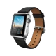 Apple Watch 38 mm gümüş paslanmaz çelik kasa ve klasik tokalı siyah deri kayışlı akıllı saat