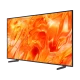 Samsung 85QN70H Ultra HD 4K TV, ince siyah çerçeveli ve ayaklı, turuncu ekranlı televizyon