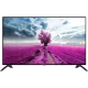 Vestel 49UD9360 Ultra HD 4K siyah LED televizyon, mor ağaç manzarası görüntüsüyle önden görünüm