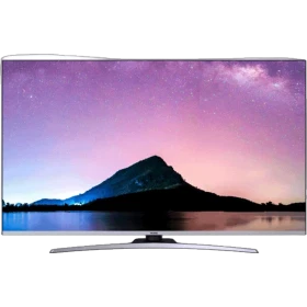 Vestel 65UD9860 Ultra HD 4K LED televizyon, ince çerçeveli ekranı ve gümüş renkli ayaklarıyla önden görünüm