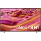 Samsung 115QN90F Ultra HD 4K QLED Televizyon; Neo QLED yazılı, canlı renkler ve çiçek manzaralı ekran.