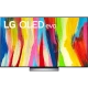 LG OLED77C24LA Ultra HD 4K OLED televizyon ekranında renkli görseller, ince tasarımlı vitrin sunumu