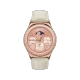 Samsung Gear S2 Classic Rose pembe akıllı saat, beyaz kayış ve yuvarlak pembe kadranıyla önden görünüm