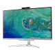 Acer Aspire C24-865 masaüstü bilgisayar, ince ekranı ve gümüş renkli ayağıyla önden görünüm