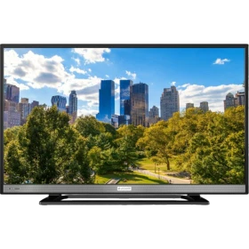 Arçelik A48-LB-6436 Full HD FHD LED televizyon, şehir ve park manzarası gösteren siyah ekranlı tasarım