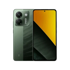 Yeşil Poco M7 Pro 5G akıllı telefon, çift arka kamera modülü ve ince çerçeveli geniş ekran tasarımı