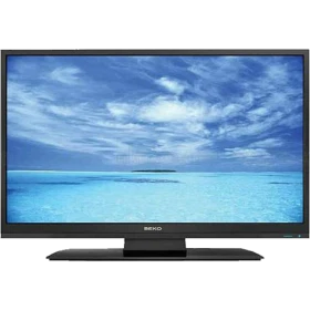 Beko B32-LB-5313 HD Ready HD TV, siyah çerçeveli televizyon ve deniz manzarası ekranı