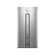 HP 570-p004nt 1JV28EA masaüstü bilgisayarın önden görünümü, gümüş renkli kasa ve ön bağlantı yuvaları
