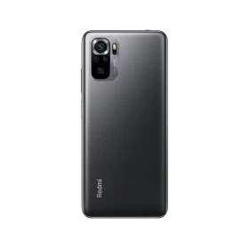 Xiaomi Redmi Note 10S siyah akıllı telefonun arka yüzü, dörtlü kamera modülü ve flaş detayı