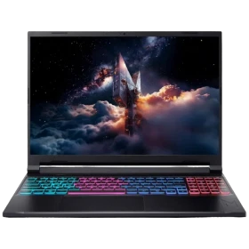 Acer Nitro V 16S AI ANV16S-41-R481 siyah oyuncu laptop, açık konumda RGB klavyeli ön görünüm