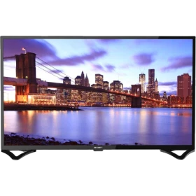 Axen AX40DAB0938 Full HD LED TV, gece şehir manzarası gösteren siyah ekranlı televizyon