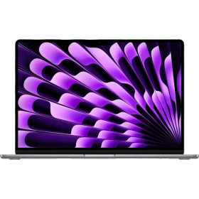 Apple MacBook Air M2 15.3 İnç MQKP3TU/A gri laptop, önden açık konumda ana vitrin görünümü