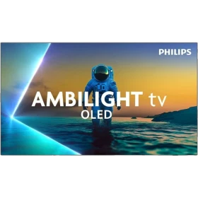 Philips 77OLED810 Ultra HD 4K OLED televizyon; astronot görselli canlı ekran ve AMBILIGHT TV vurgusu
