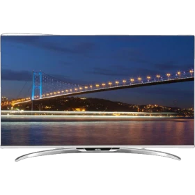 Vestel 55PF9090 Full HD FHD LED televizyon, köprü manzaralı ekranı ve gümüş renkli kavisli ayağıyla