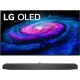 LG OLED65WX9LA Ultra HD 4K OLED televizyon, uzay temalı ekran görüntüsü ile vitrinde sunum, genel renkli