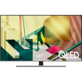 Samsung 65Q70T Ultra HD 4K QLED televizyon; genel renkli, ince ekran tasarımıyla önden görünüm