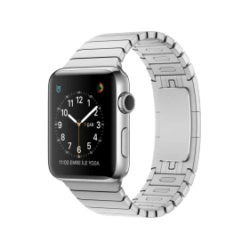 Apple Watch Series 2 42 mm gümüş paslanmaz çelik kasa ve baklalı model bilezikle sunuluyor