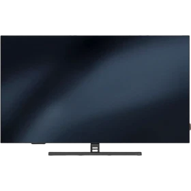 Grundig Dubai 65 GHO 9905 Ultra HD 4K OLED televizyon, siyah ekranı ve ince standıyla önden görünüm