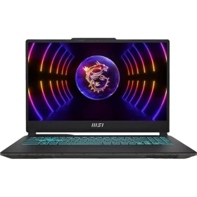 MSI Cyborg 15 A13VE-1479XTRWF04 siyah oyuncu laptop, RGB aydınlatmalı arayüz ve ejderha ekranı.