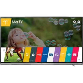 LG 43UF7787 Ultra HD 4K LED televizyon: canlı görüntü ekranında Live TV ve uygulama menüsü gösterimi