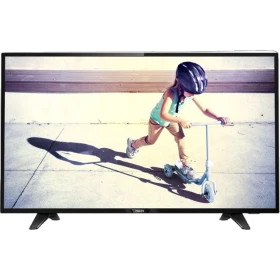 Philips 43PFS4132 Full HD LED TV, ekranda çocuk scooter kullanırken aksiyon sahnesi görünüyor, genel siyah tasarım