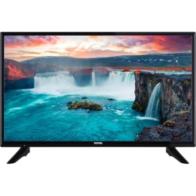 Vestel 32F9400 Full HD LED TV, siyah çerçeveli tasarım ve doğa manzarası gösteren ekran