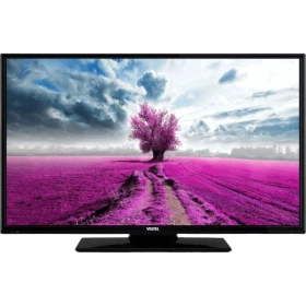 Vestel 40FD7500 Full HD LED televizyon, siyah çerçeveli ekranında pembe ağaçlı kır manzarası gösteriyor