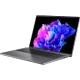 Acer Swift Go SFG16-71-718L koyu gri ultrabook laptop, açık ekranda çiçek temalı duvar kâğıdıyla önden görünüm