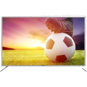 Axen AX65LEDE88 Ultra HD 4K LED televizyon, futbol topu ve gün batımı manzarası gösteren ekran