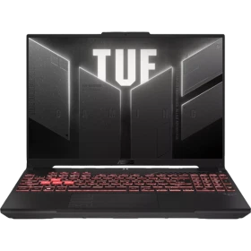Asus TUF Gaming A16 FA607NUG koyu gri oyuncu laptop; 24GB RAM, 1TB SSD ve Windows 11 Pro görünüyor