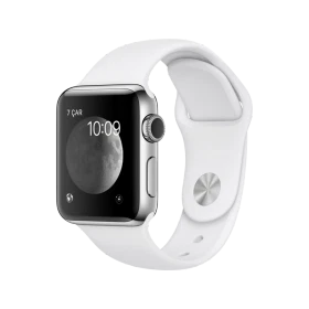Apple Watch Series 2 38 mm gümüş paslanmaz çelik kasa ve beyaz spor kordonlu akıllı saat
