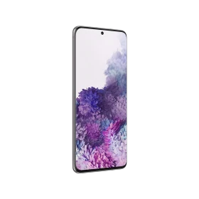 Gri Samsung Galaxy S20 akıllı telefon, ince çerçeveli ekran ve delikli ön kamera ile önden görünüm