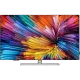Beko B55 OLED D 975 A Ultra HD 4K TV, renkli soyut ekranı ve gümüş standıyla önden görünüm
