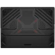 MSI Raider 18 Max HX A2WJ-1059TR siyah oyuncu laptop arka tasarımında kırmızı ışık detayları ve havalandırma ızgaraları görülüyor