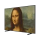Samsung 85LS03B Ultra HD 4K QLED TV ekranda Mona Lisa temalı içerik, genel siyah tasarımda