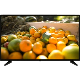 Grundig 43 GEH 5900 B Full HD LED televizyon, siyah çerçeveli ekranında renkli meyve görüntüsü