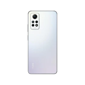 Beyaz Xiaomi Redmi Note 12 Pro akıllı telefonun arka yüzü, çoklu kamera modülü ve düz tasarım detayları
