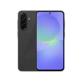Siyah Samsung Galaxy A36 akıllı telefonun vitrin görünümü, ön ekran ve arka üçlü kamera tasarımı