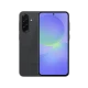 Siyah Samsung Galaxy A36 akıllı telefonun vitrin görünümü, ön ekran ve arka üçlü kamera tasarımı