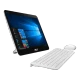Asus V161GAT-BD018D masaüstü bilgisayar, siyah ekran ve beyaz klavye-mouse setiyle birlikte gösteriliyor